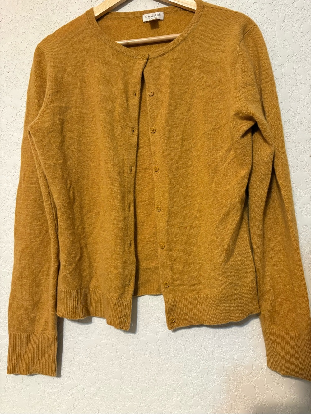 Garnet Hill Mustard Yellow Button-Front Cardigan